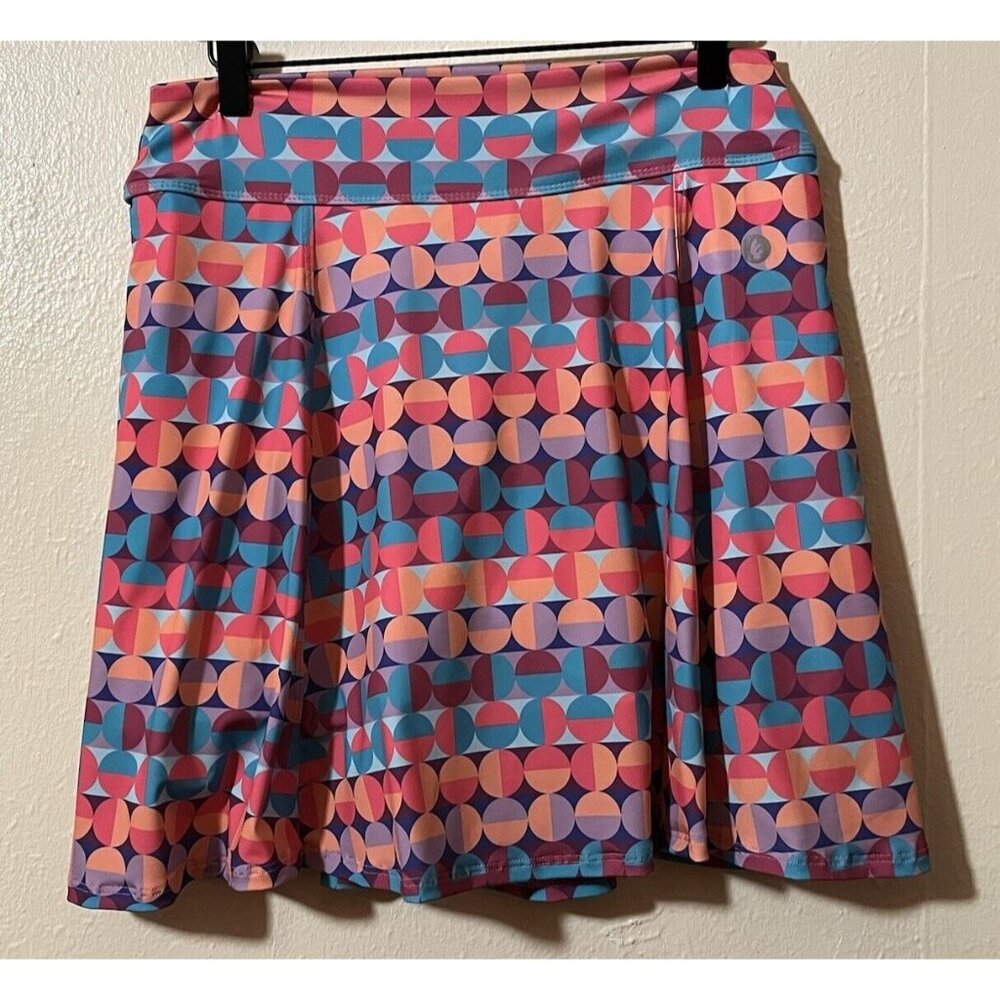 Dona Jo Women's Size 2 Pull On Skort Pink Teal Purple Geometric Waist 28" - 30"